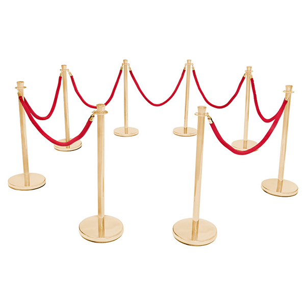 Ceremonial Velvet Red Rope Brass Stanchions