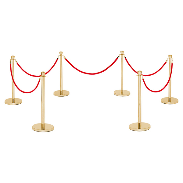 Ceremonial Velvet Red Rope Brass Stanchions