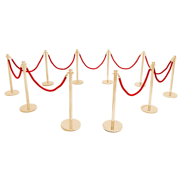 Ceremonial Velvet Red Rope Brass Stanchions