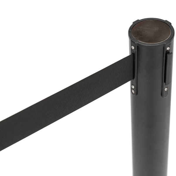 Double Belt Black Rectangular Stanchions