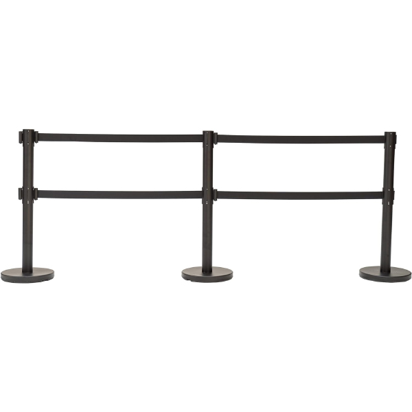 Double Belt Black Rectangular Stanchions