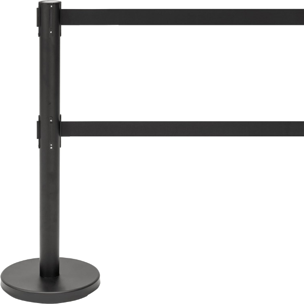 Double Belt Black Rectangular Stanchions