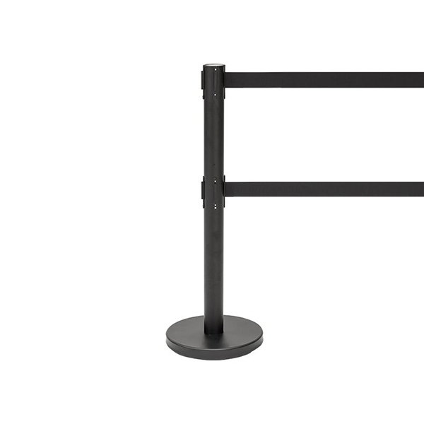 Double Belt Black Rectangular Stanchions