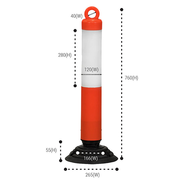 Flexible Red & White Polyethylene Traffic Post