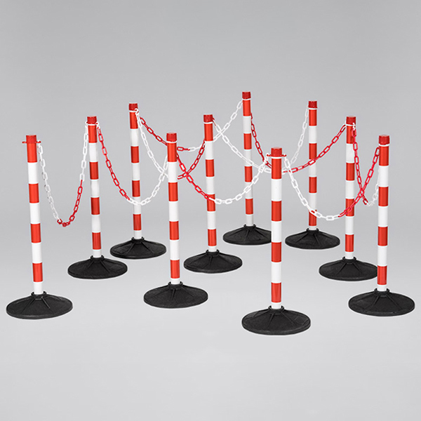 Heavy Duty Plastic Chain Bollards For Outdoor & Indoor Use - 10 Chain Posts