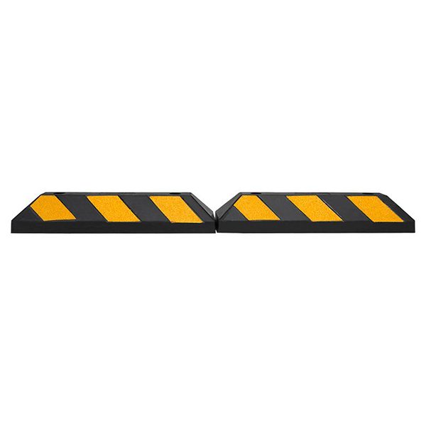 High-Visibility Black & Yellow Rubber Wheel Stops