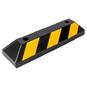 High-Visibility Black & Yellow Rubber Wheel Stops