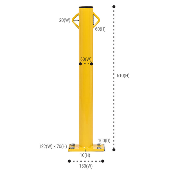 Highly Durable Twin Eyelets Car Park Yellow Security Posts