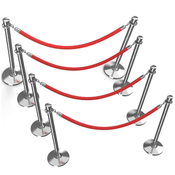 New Luxurious Red Velvet Rope Barrier Posts