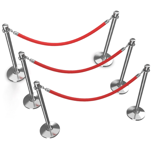 New Luxurious Red Velvet Rope Barrier Posts