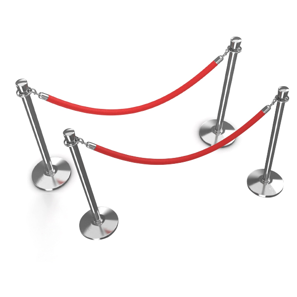 New Luxurious Red Velvet Rope Barrier Posts