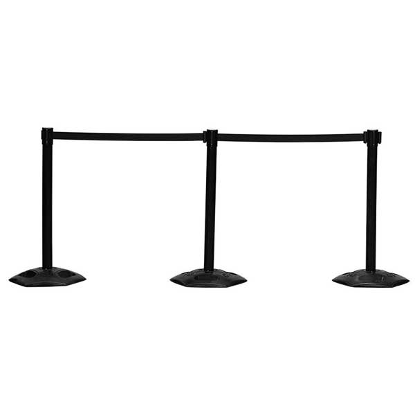 Outdoor Barrier Posts with Black Belt Rope