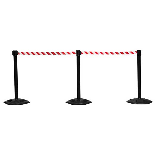 Outdoor Barrier Posts with Black Belt Rope