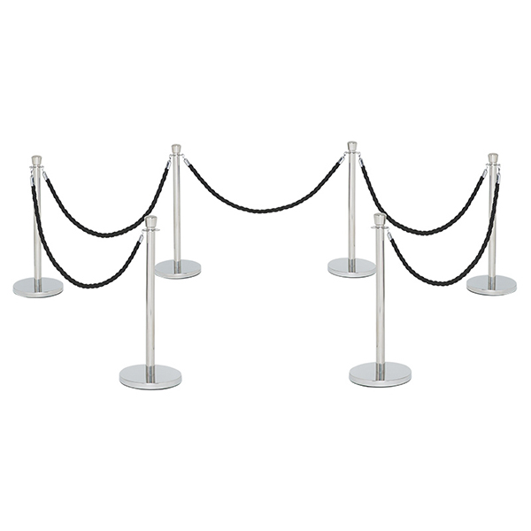 VIP Black Rope Chrome Barrier Stands