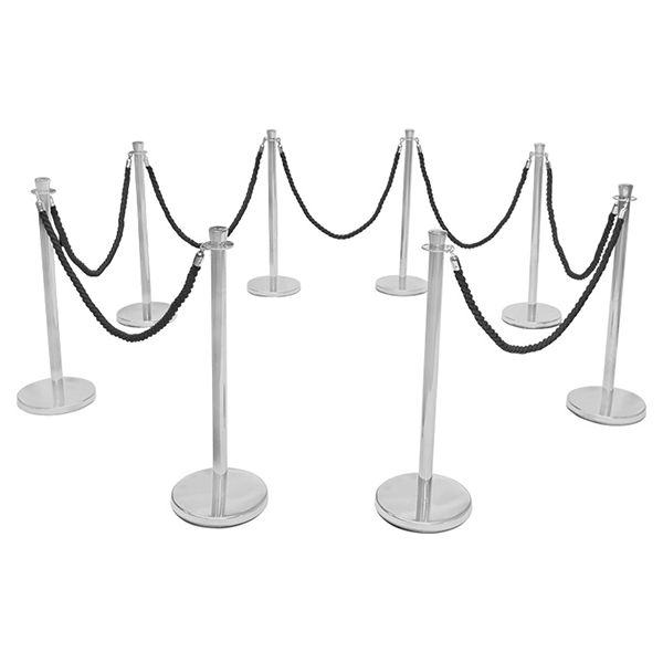 VIP Black Rope Chrome Barrier Stands