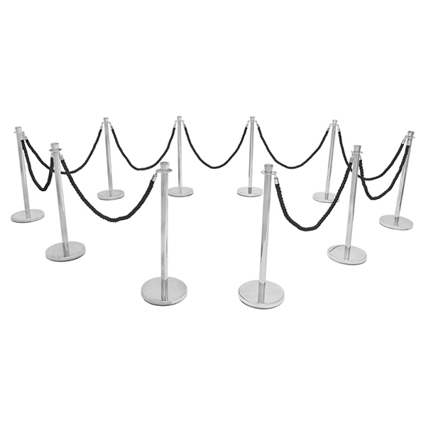 VIP Black Rope Chrome Barrier Stands