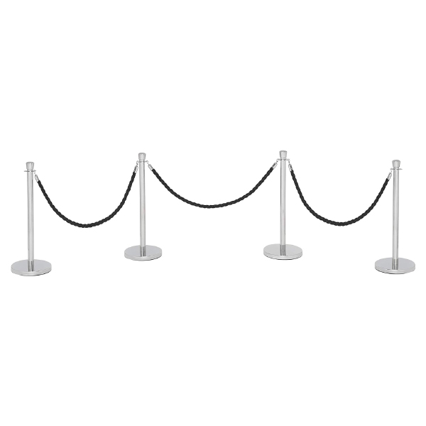 VIP Black Rope Chrome Barrier Stands