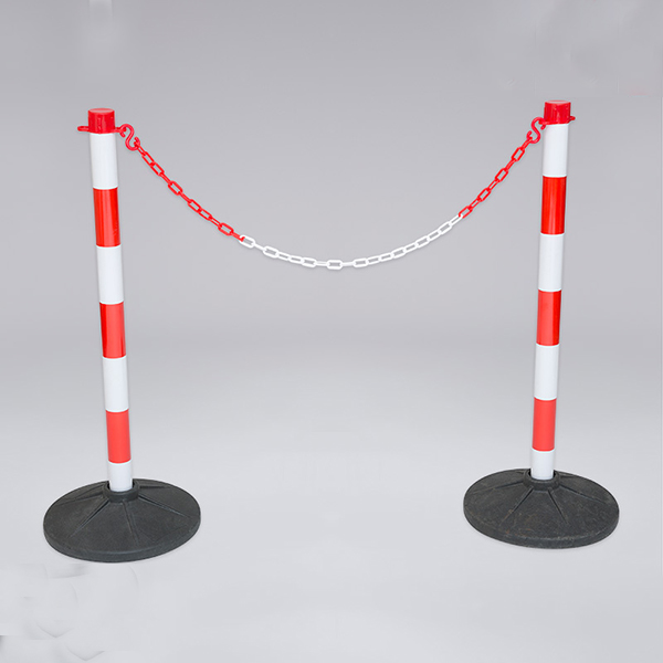 White & Red Plastic Chain Barrier- 2 Posts