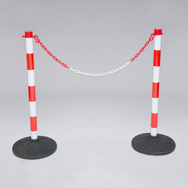 White & Red Plastic Chain Barrier- 2 Posts